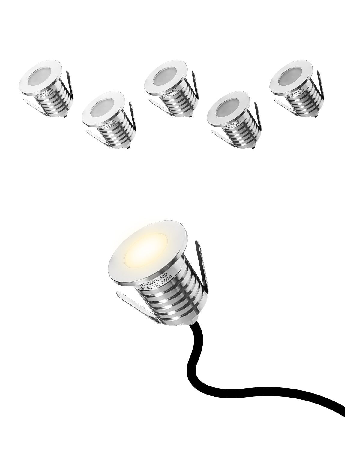 MALORY Outdoor Stainless Steel 3W Low Voltage Recessed LED Deck & Step Lights 6pack (MLR-SSG01~03)