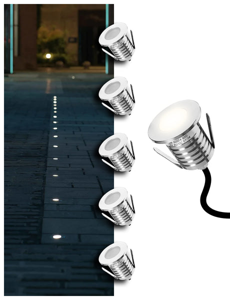 MALORY Outdoor Stainless Steel 3W Low Voltage Recessed LED Deck & Step Lights 6pack (MLR-SSG01~03οΌ