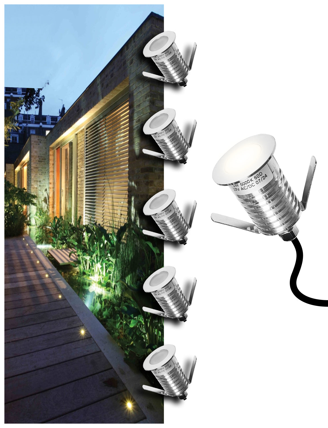 MALORY Low Voltage Stainless Steel 1W IP67 Recessed LED Deck Light 6pack (MLR-SSG04~06)