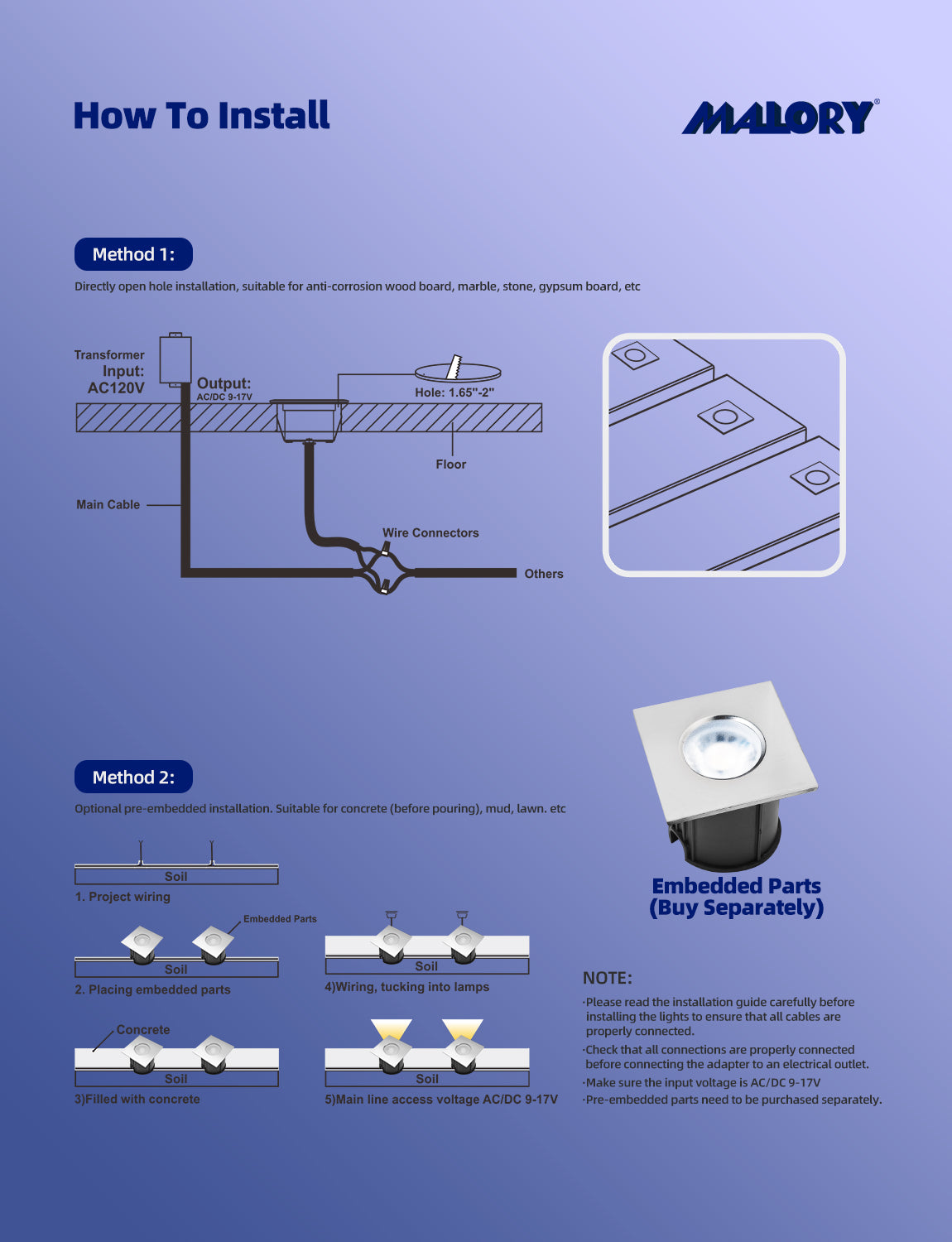 MALORY Stainless Steel 4W Low Voltage Recessed LED Deck & Step LightsοΌMLR-SSG10~12οΌ