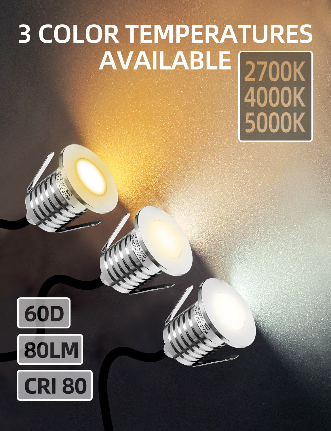 MALORY Outdoor Stainless Steel 3W Low Voltage Recessed LED Deck & Step Lights 6pack (MLR-SSG01~03)