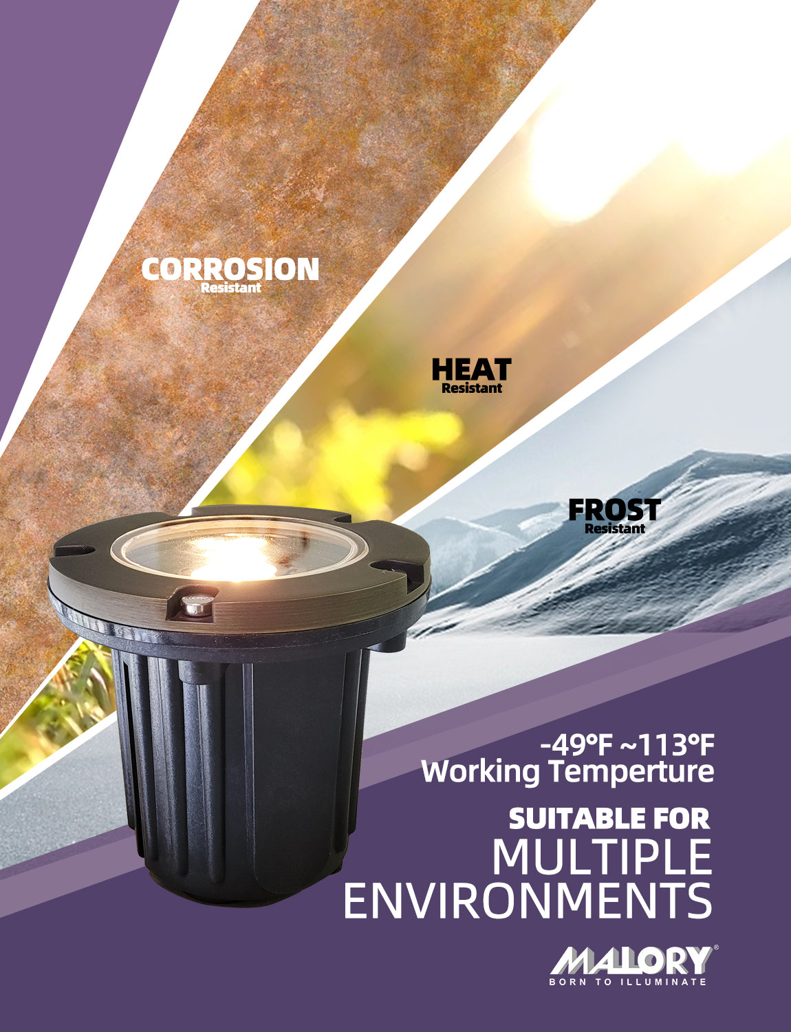 MALORY 12V Brass In-Ground Landscape Well Light with Flat Top β Low Voltage Outdoor Uplighting (MLR-G01)