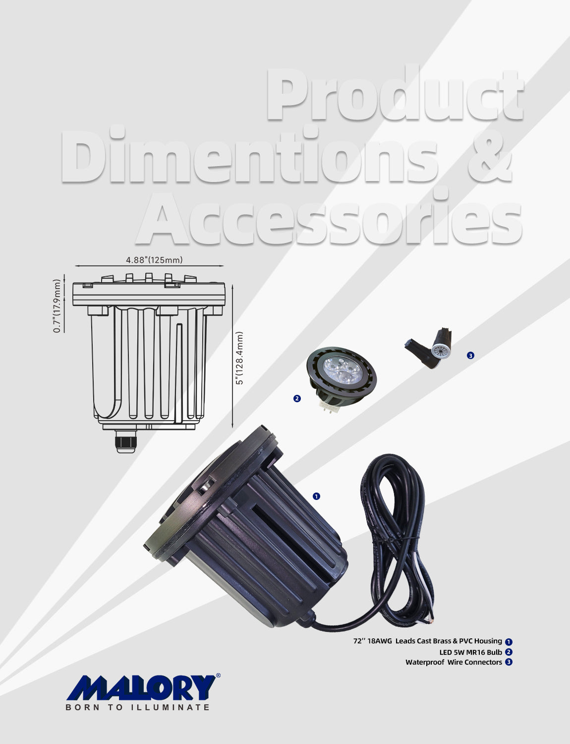 MALORY 12V Brass In-Ground Well Light with Grated Top β Low Voltage Landscape Lighting (MLR-G02)