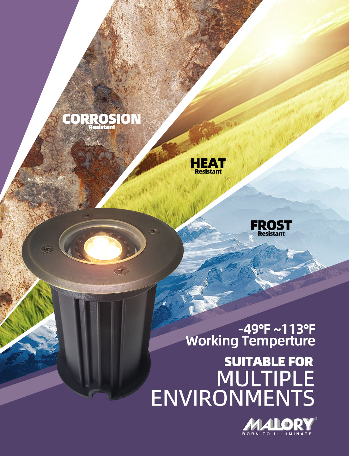 MALORY Brass Low Voltage Outdoor In Ground Well Lights Open Top (MLR-G08)