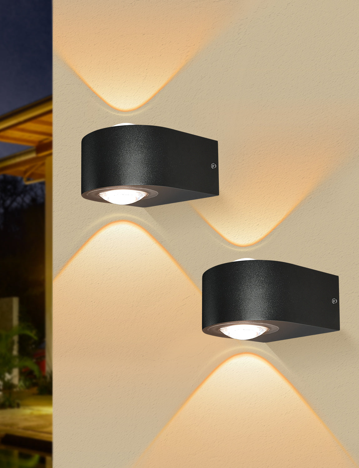 Wall Lights Outdoor 8W, 3000K 705 LM Modern Porch Light, Up Down Lights, Matte Black Waterproof Wall Sconce, Aluminum, Exterior Light Fixture Wall Mount for Porch Patio Door (2-Packs)