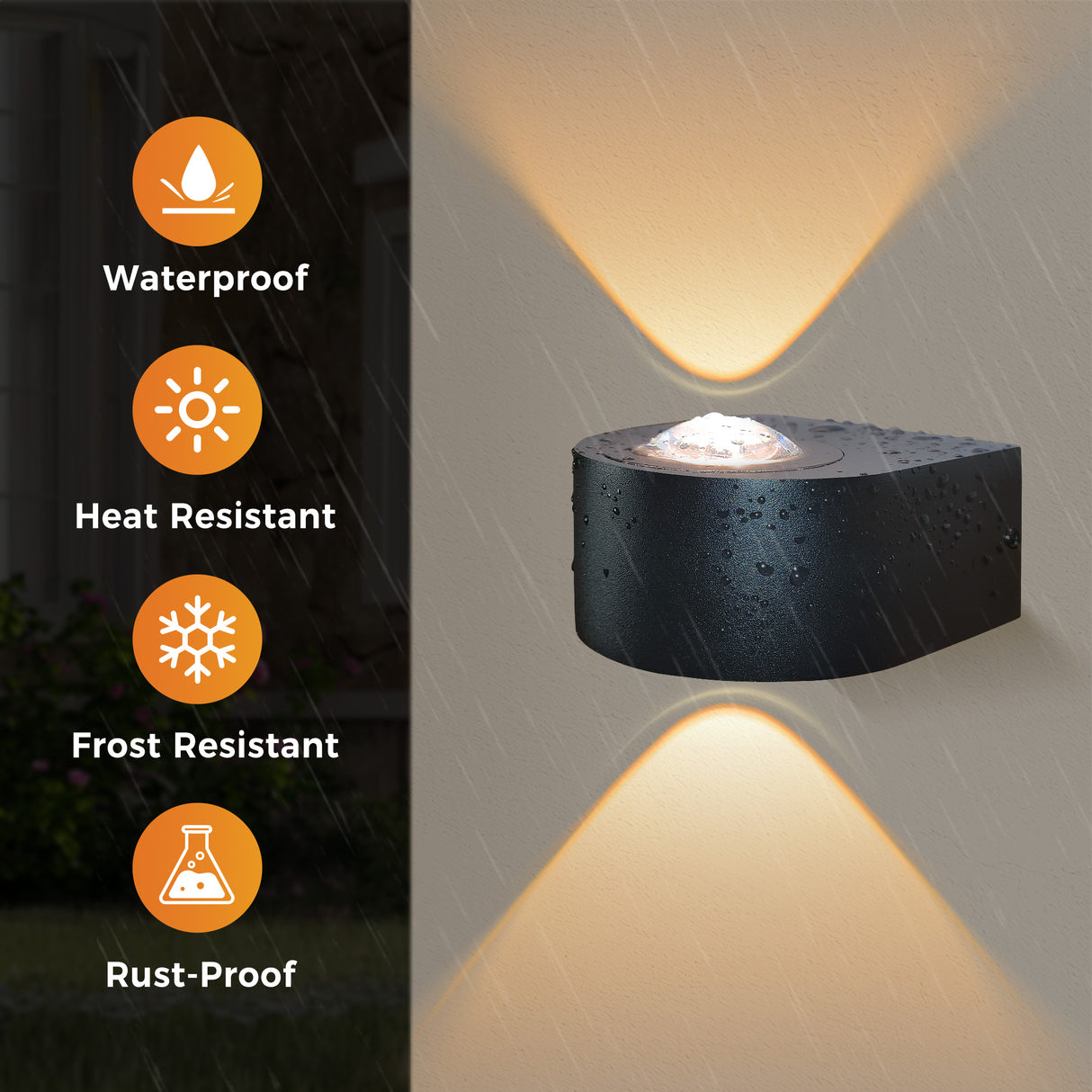 Wall Lights Outdoor 8W, 3000K 705 LM Modern Porch Light, Up Down Lights, Matte Black Waterproof Wall Sconce, Aluminum, Exterior Light Fixture Wall Mount for Porch Patio Door (2-Packs)