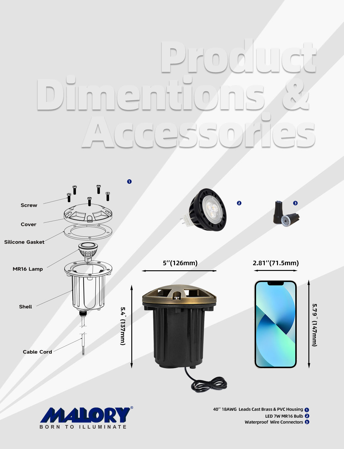 Malory MLR-G08 Brass Five-Direction Turret Well Light, Multi-Beam Landscape Uplighting, MR16 Bulb Included