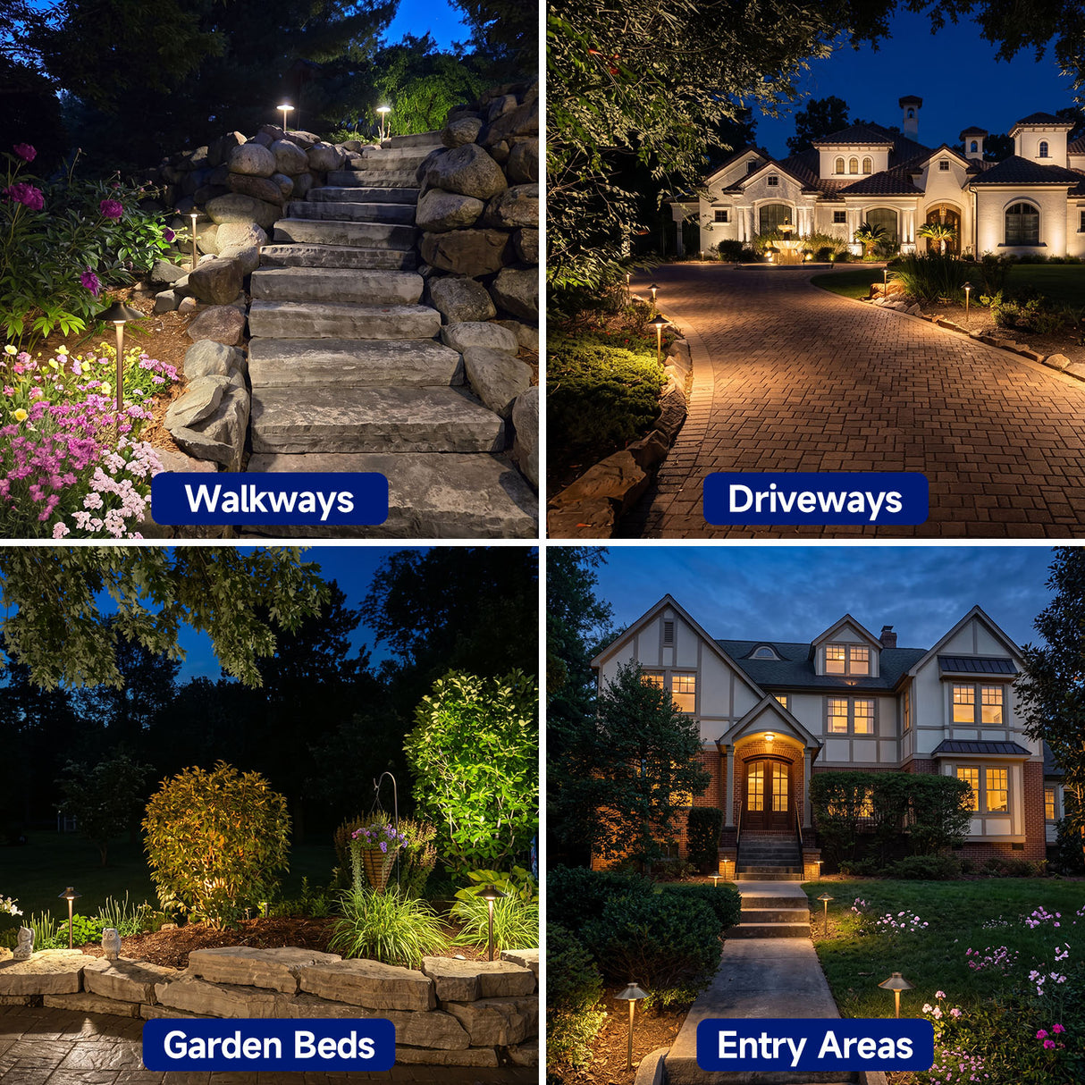 MALORY MLR-P01 Brass Low Voltage LED Path Light for Walkways & Garden