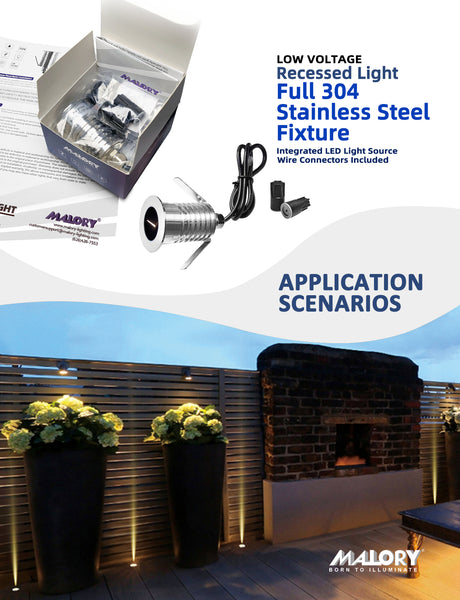 MALORY Low Voltage Landscape Lighting, Outdoor Step Stair Lights, Deck Lighting for for Outside Floor Yard (MLR-SSG13-6)