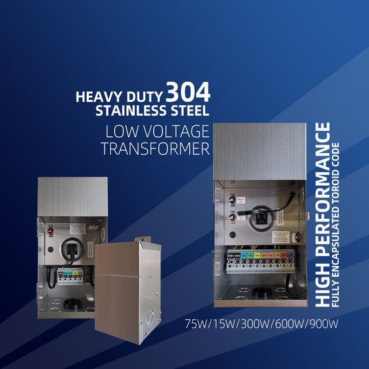 low voltage landscape lighting transformer front view