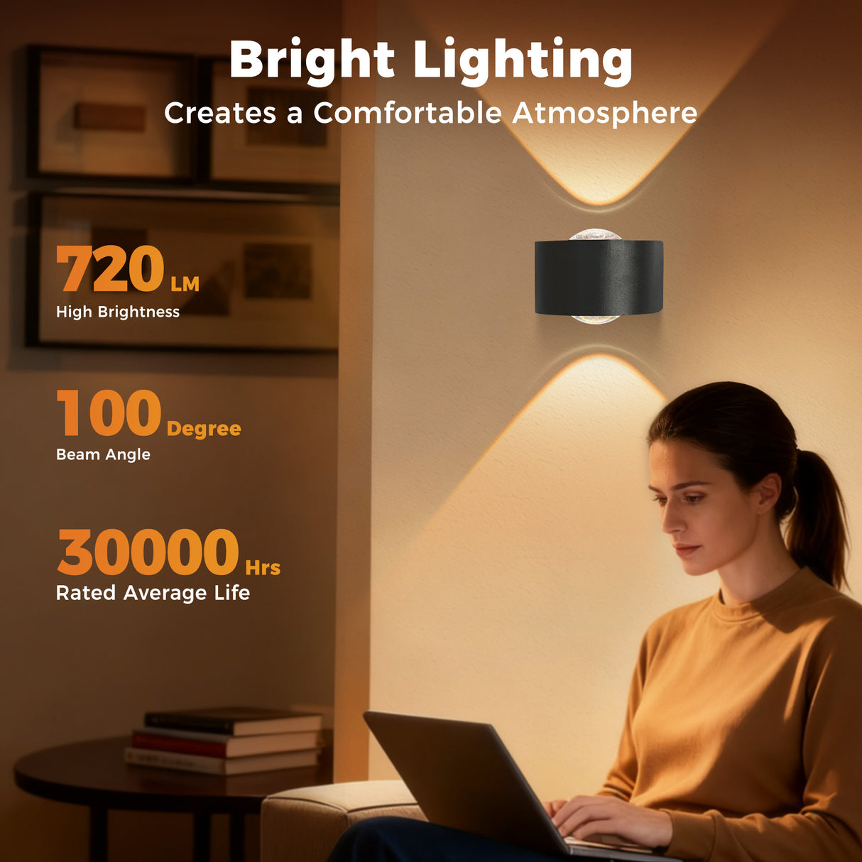 Wall Lights Outdoor 8W, 3000K 705 LM Modern Porch Light, Up Down Lights, Matte Black Waterproof Wall Sconce, Aluminum, Exterior Light Fixture Wall Mount for Porch Patio Door (2-Packs)