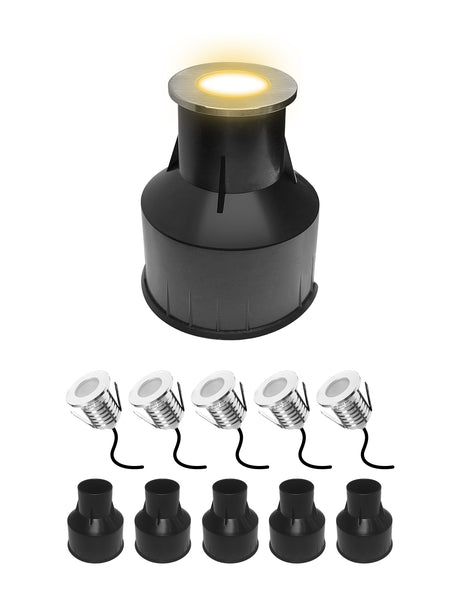 MALORY Outdoor Stainless Steel 3W Low Voltage Recessed LED Deck & Step Lights 6pack (MLR-SSG01~03οΌ