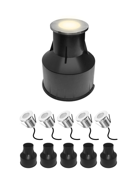 MALORY Outdoor Stainless Steel 3W Low Voltage Recessed LED Deck & Step Lights 6pack (MLR-SSG01~03οΌ