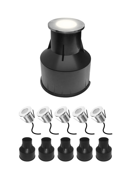 MALORY Outdoor Stainless Steel 3W Low Voltage Recessed LED Deck & Step Lights 6pack (MLR-SSG01~03οΌ