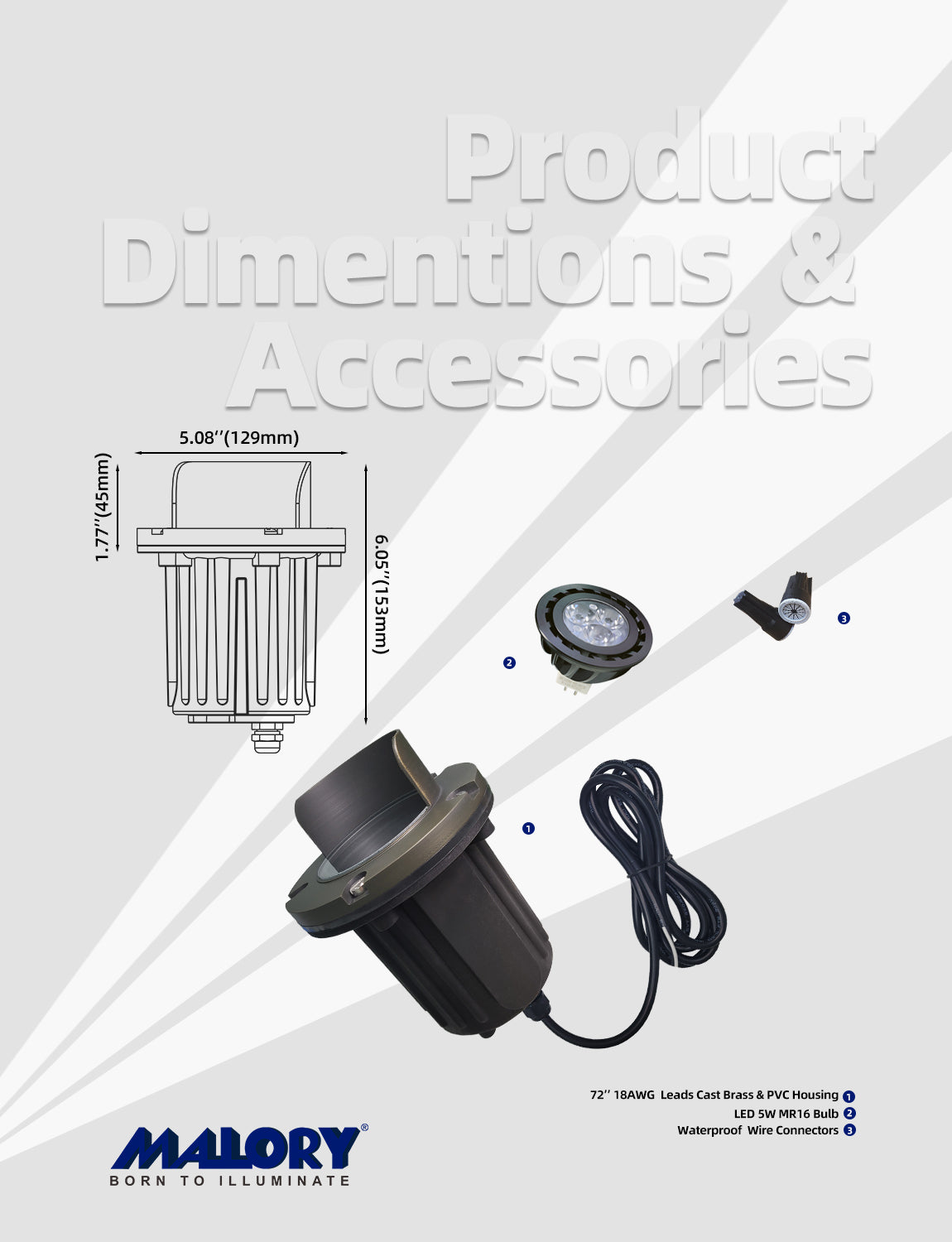 MALORY Brass In-Ground Well Light with Glare Shield β Low Voltage Waterproof Landscape Uplight (MLR-G04)