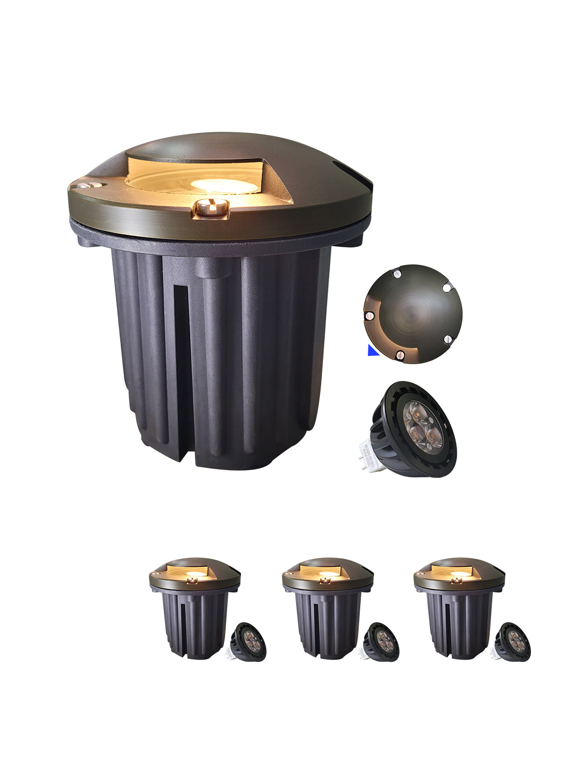 MALORY 12V Brass In-Ground Well Light with One-Direction Turret – Low Voltage Landscape Uplight(MLR-G05)