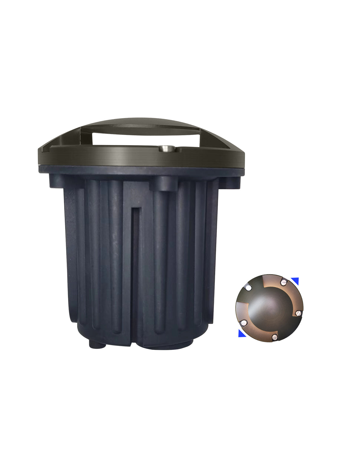 MALORY 12V Brass In-Ground Well Light with Two-Direction Turret β Low Voltage Landscape Lighting (MLR-G06)