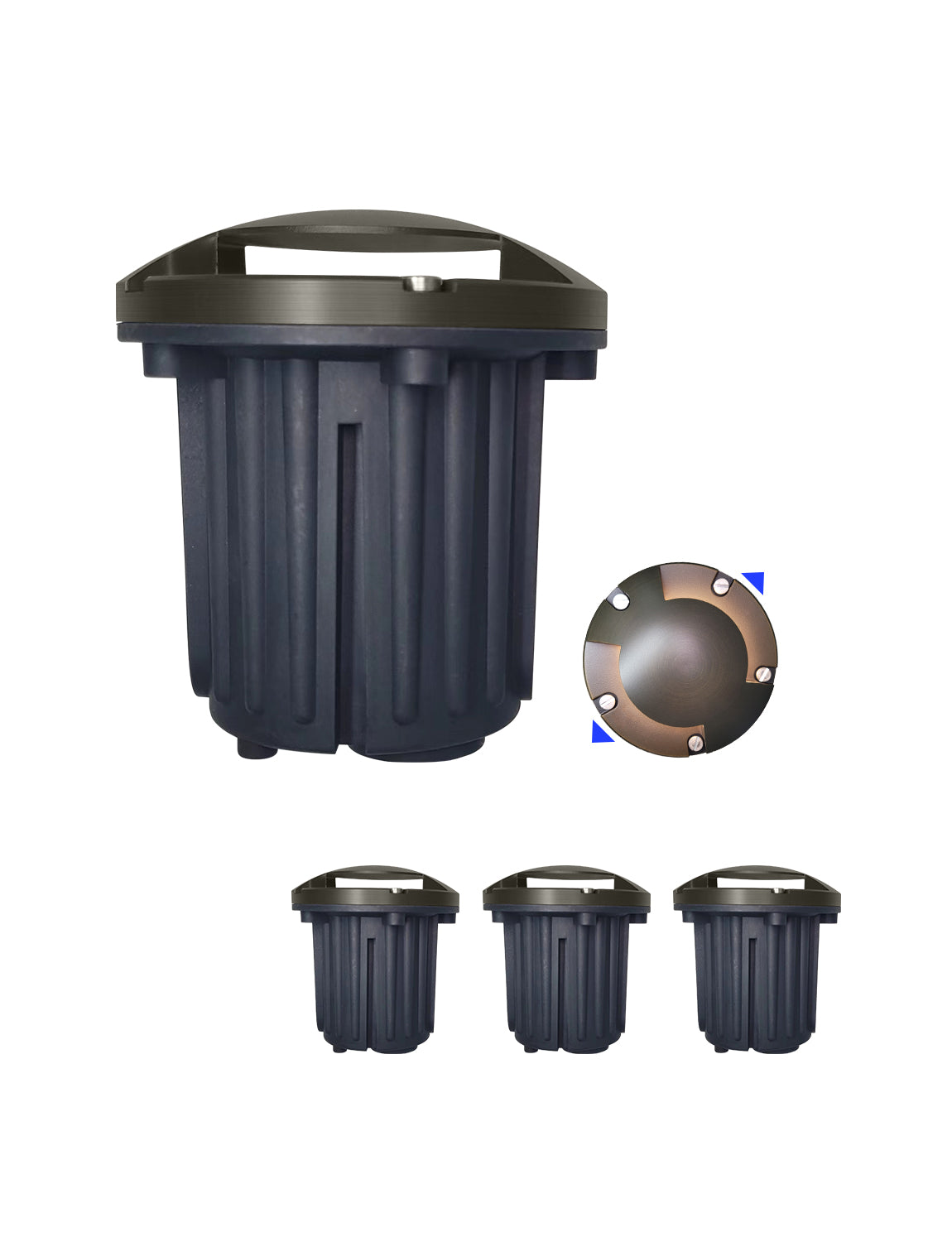 MALORY 12V Brass In-Ground Well Light with Two-Direction Turret β Low Voltage Landscape Lighting (MLR-G06)