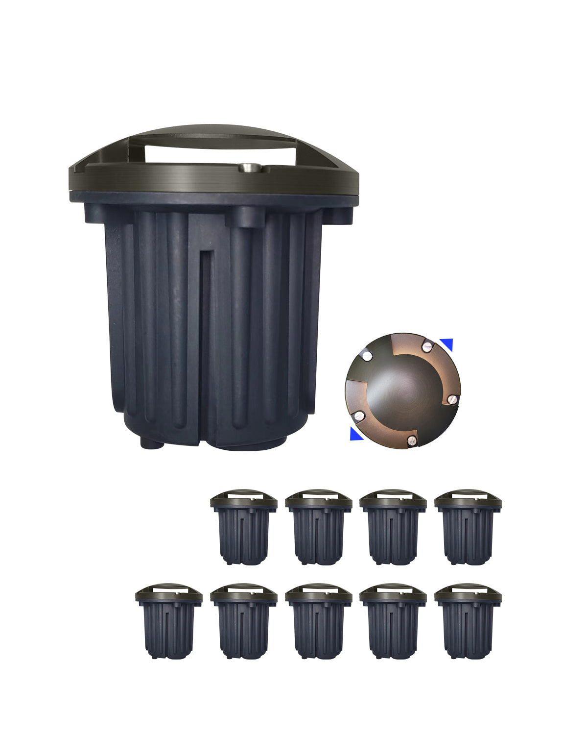 MALORY 12V Brass In-Ground Well Light with Two-Direction Turret β Low Voltage Landscape Lighting (MLR-G06)