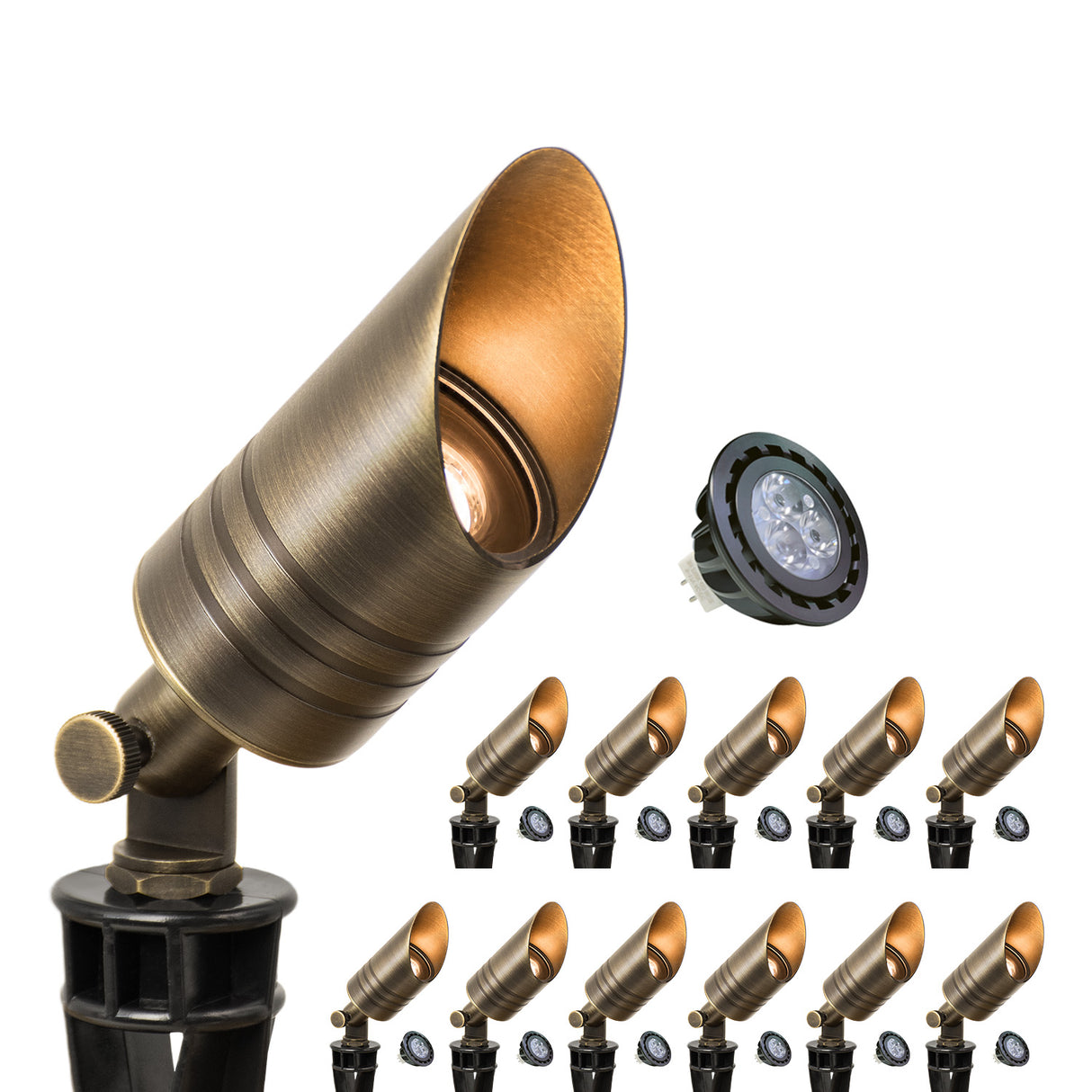 Malory MLR-S05 Solid Brass Low Voltage Landscape Spotlight,12V MR16