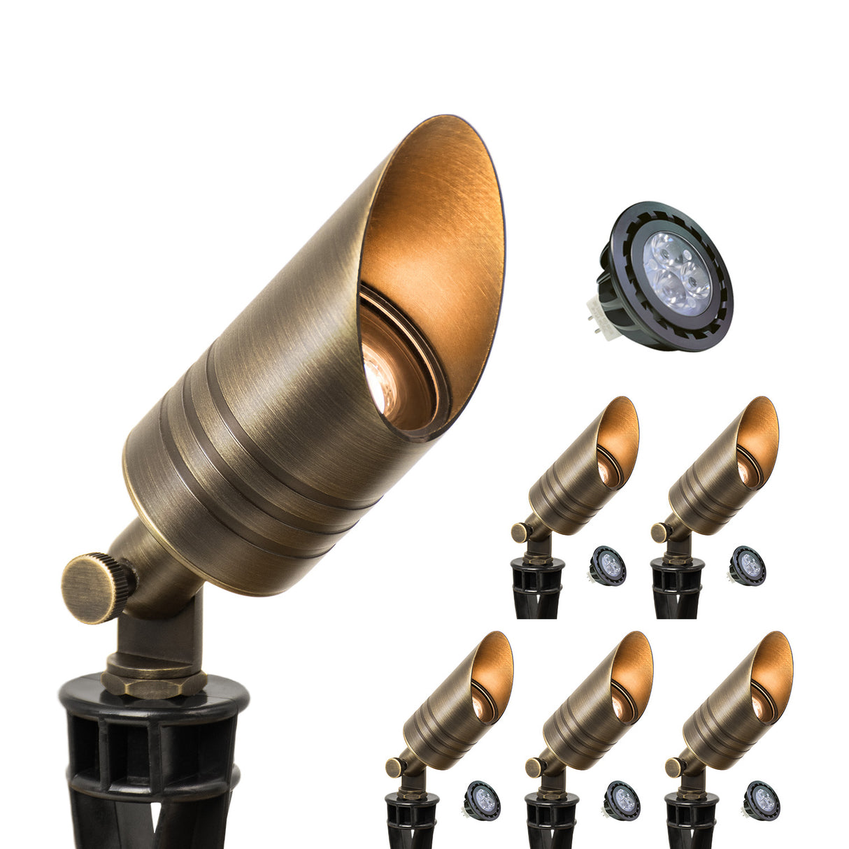 Malory MLR-S05 Solid Brass Low Voltage Landscape Spotlight,12V MR16