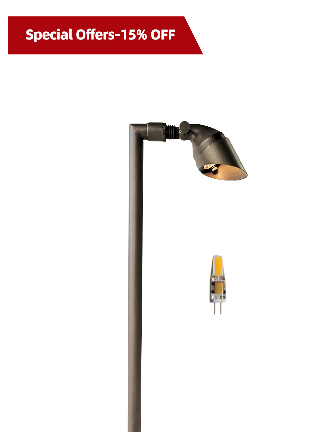 MALORY Brass Low Voltage Path Light β Outdoor Landscape Lighting for Walkways, Lawns, and Driveways (MLR-P06)