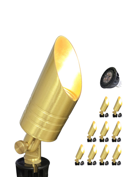MALORY 12V Low Voltage Brass LED Spot Light (Bronze, Brass) for Outdoor Landscape(MLR-S05)