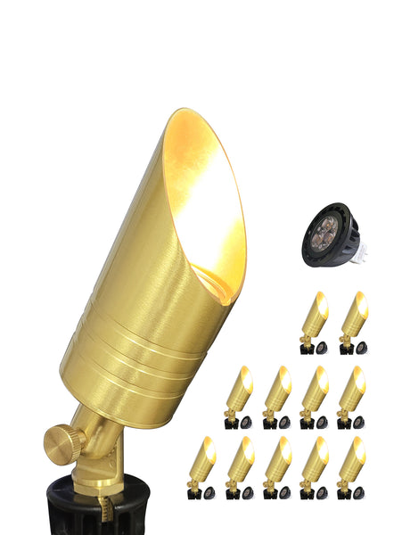 MALORY 12V Low Voltage Brass LED Spot Light (Bronze, Brass) for Outdoor Landscape(MLR-S05)