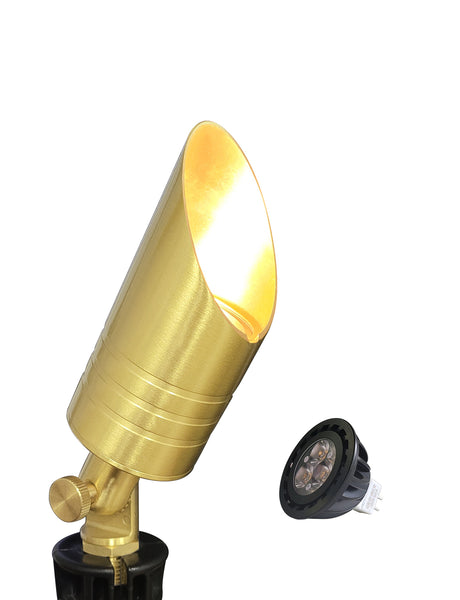 MALORY 12V Low Voltage Brass LED Spot Light (Bronze, Brass) for Outdoor Landscape(MLR-S05)