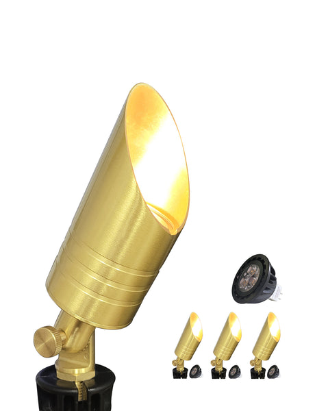 MALORY 12V Low Voltage Brass LED Spot Light (Bronze, Brass) for Outdoor Landscape(MLR-S05)