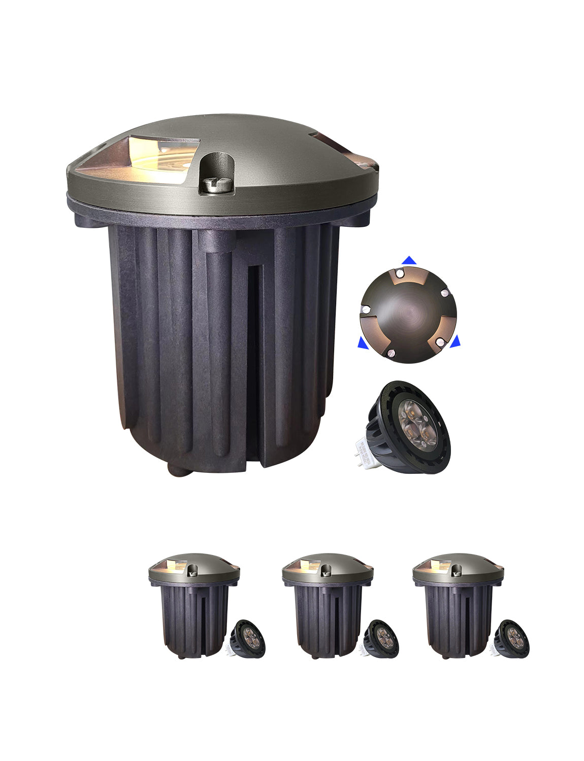 Brass inground landscape light MLR-G04 glare shield top for anti-glare outdoor lighting