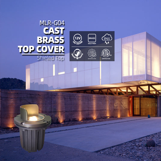 Brass inground landscape light MLR-G04 glare shield top for anti-glare outdoor lighting