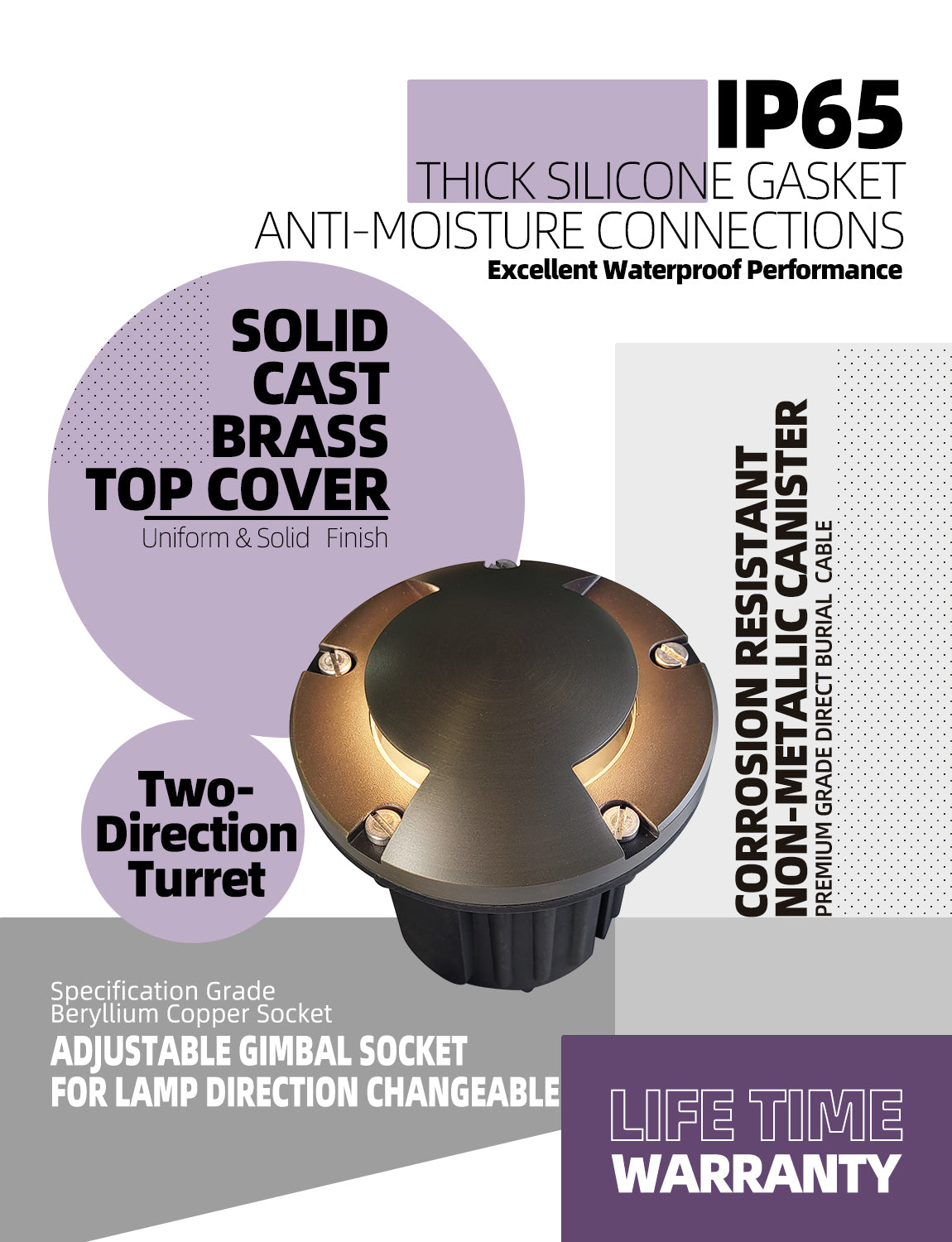 Brass inground landscape light MLR-G06 two direction turret for outdoor uplighting