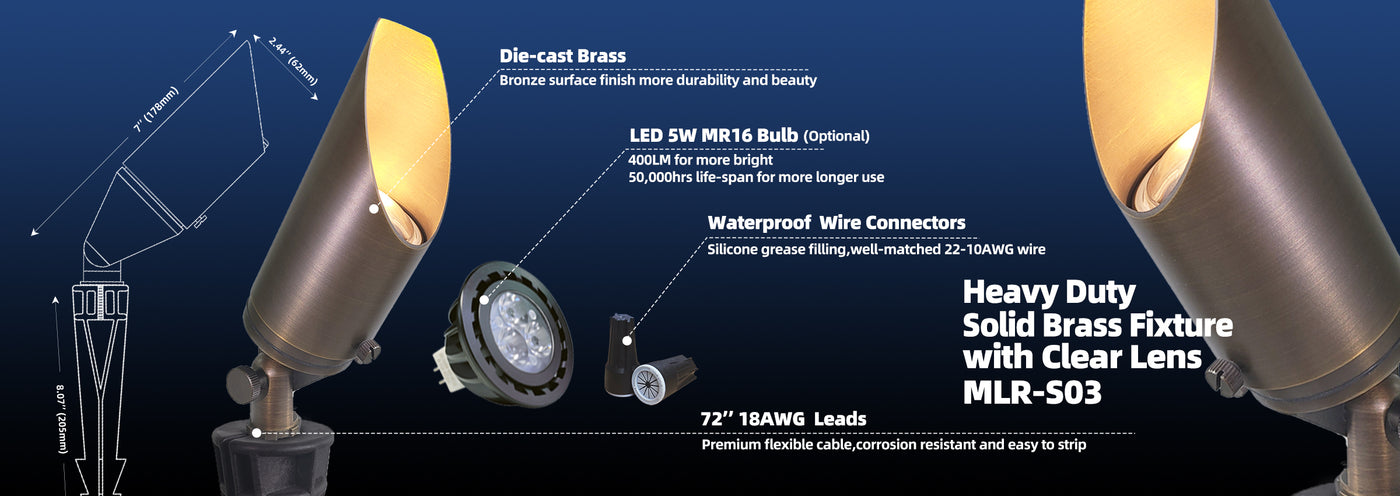 Brass outdoor landscape spot light MLR-S03 for garden and yard lighting