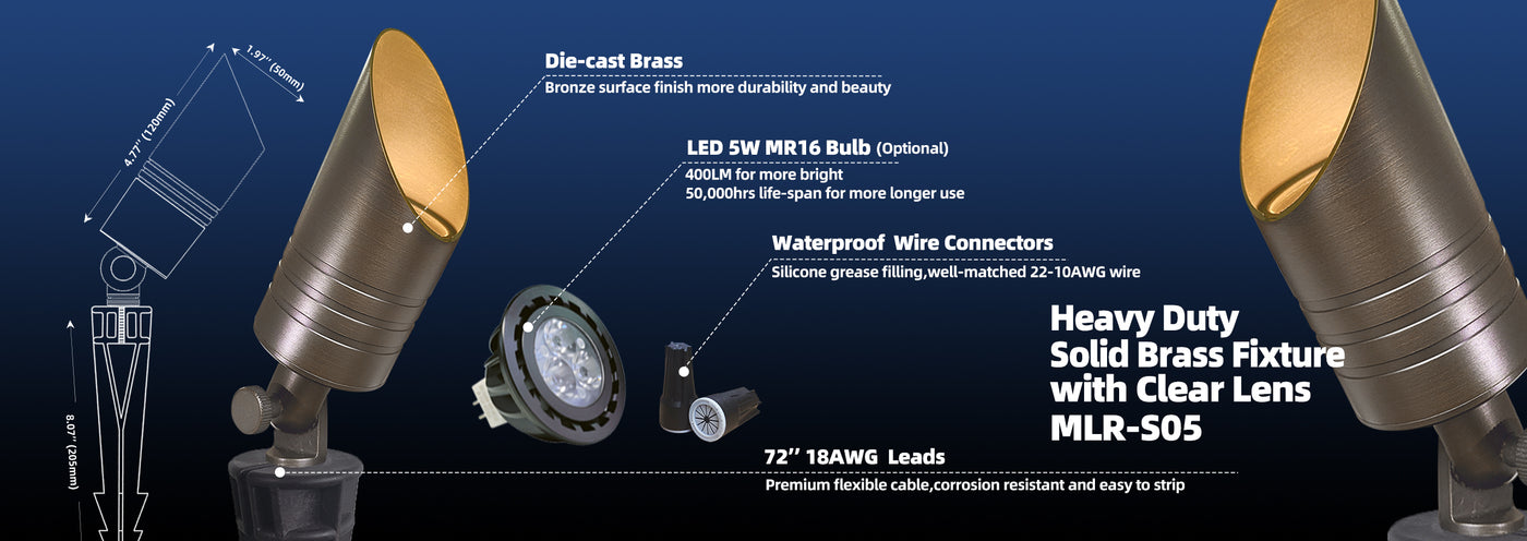 Solid brass landscape spot light MLR-S05 for outdoor accent lighting