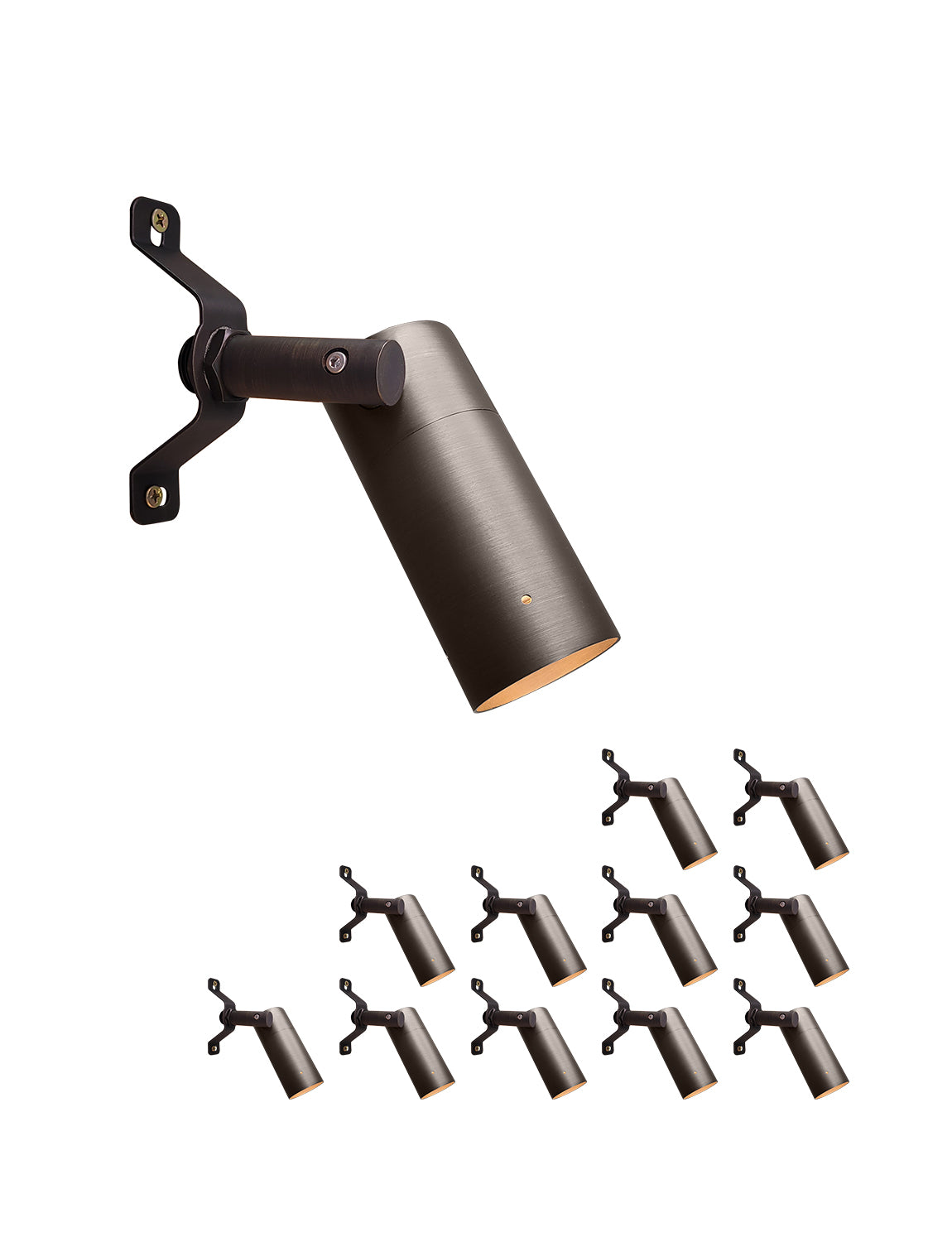 Brass outdoor low voltage LED down light front view