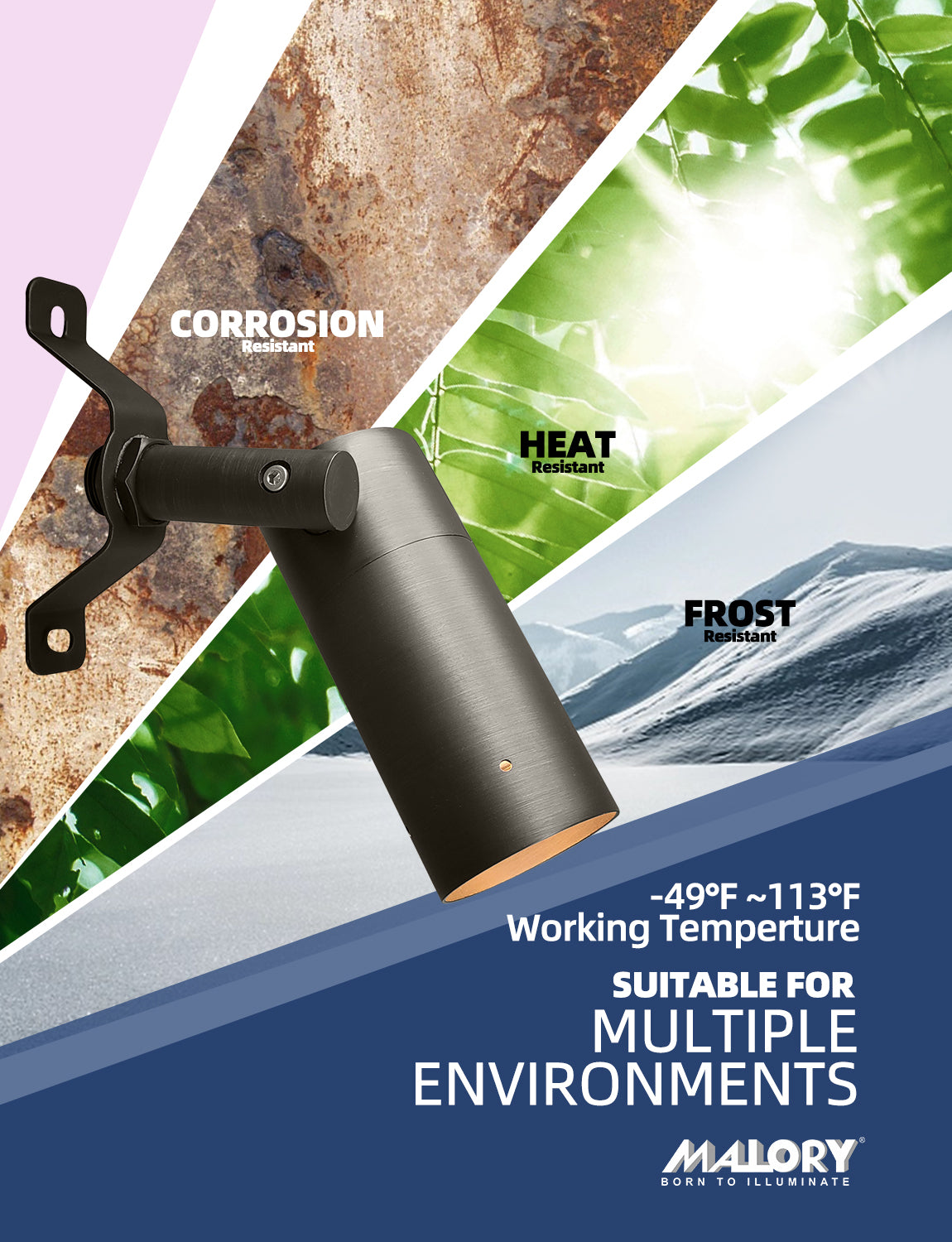 Brass outdoor low voltage LED down light front view