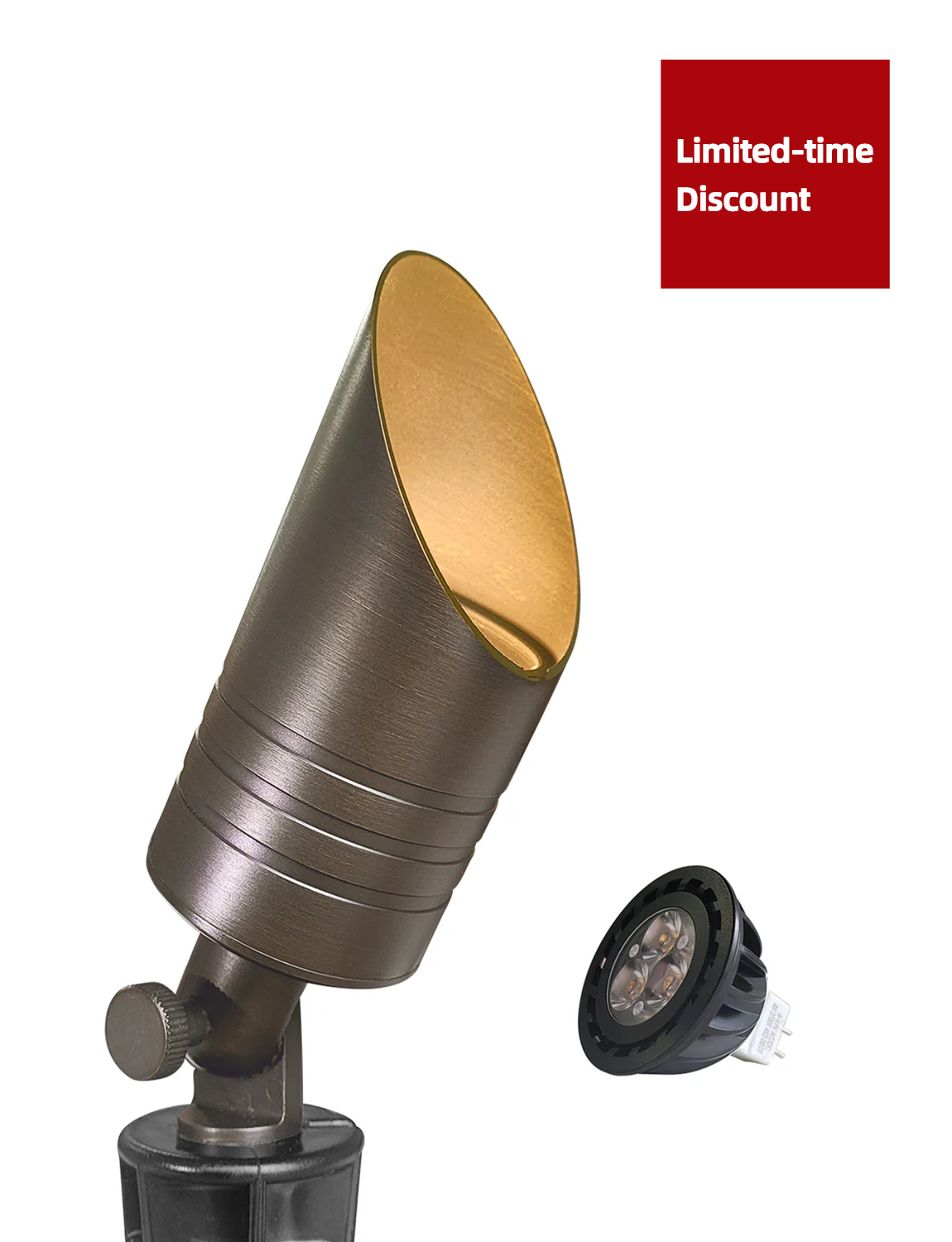 MALORY 12V Low Voltage Brass LED Spot Light (Bronze, Brass) for Outdoor Landscape(MLR-S05)