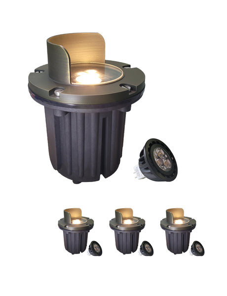 MALORY Brass In-Ground Well Light with Glare Shield β Low Voltage Waterproof Landscape Uplight (MLR-G04)