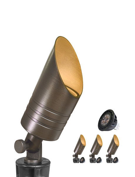 MALORY 12V Low Voltage Brass LED Spot Light (Bronze, Brass) for Outdoor Landscape(MLR-S05)