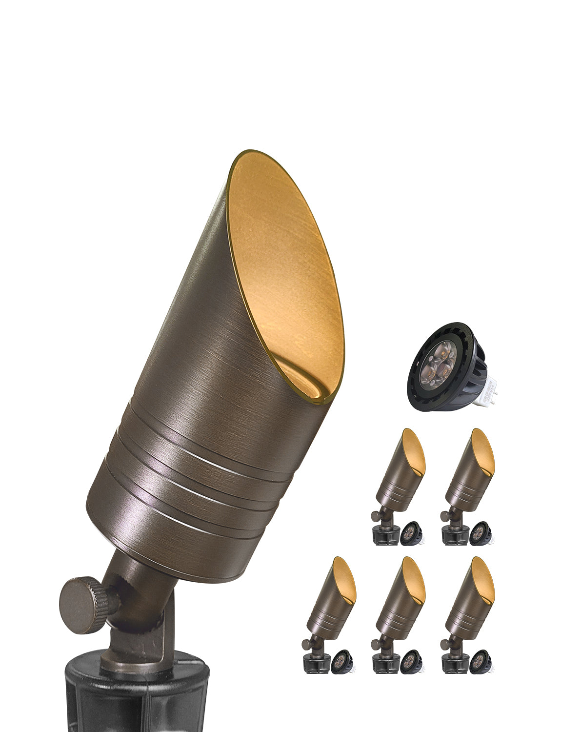 MALORY 12V Low Voltage Brass LED Spot Light (Bronze, Brass) for Outdoor Landscape(MLR-S05)