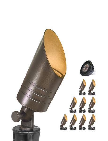 MALORY 12V Low Voltage Brass LED Spot Light (Bronze, Brass) for Outdoor Landscape(MLR-S05)
