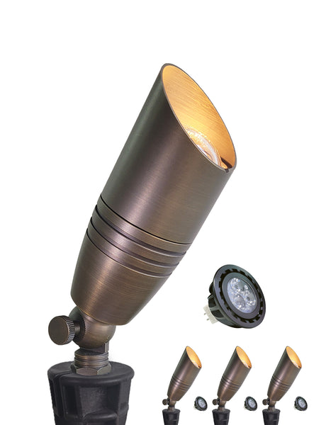 MALORY Low Voltage LED Outdoor Brass Landscape Spot Lights for Yard and Garden (MLR-S02)