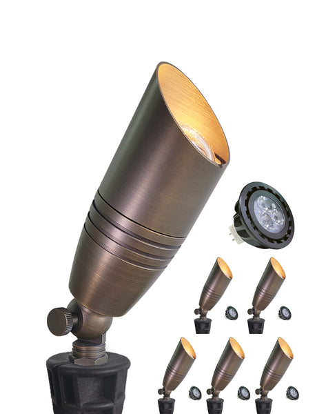MALORY Low Voltage LED Outdoor Brass Landscape Spot Lights for Yard and Garden (MLR-S02)