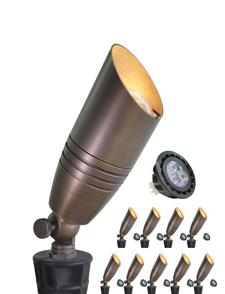 MALORY Low Voltage LED Outdoor Brass Landscape Spot Lights for Yard and Garden (MLR-S02)
