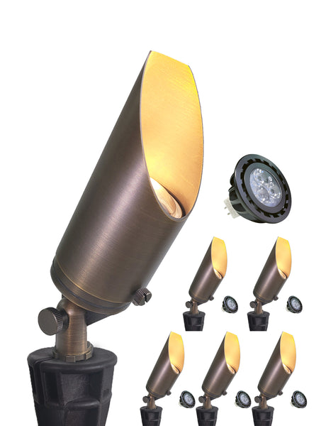 MALORY Low Voltage Led Adjustable Brass Landscape Spotlight for Backyard and Front Porch (MLR-S03)