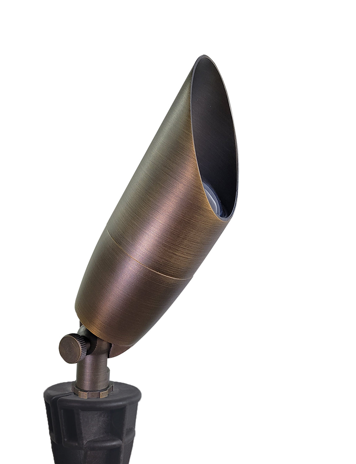 MALORY 12V Solid Brass Outdoor Spotlight for Front and Backyard with Large Rugged Slot Spike (MLR-S06)