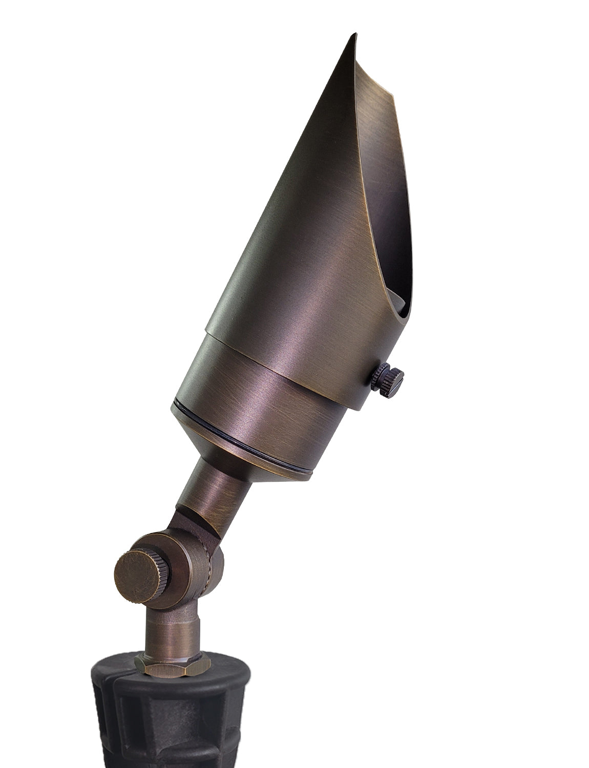 MALORY 12V Brass Shroud Adjustable Outside Spotlights PVC Ground Stake and Wire Connector Included (MLR-S04)