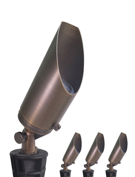 MALORY Low Voltage Led Adjustable Brass Landscape Spotlight for Backyard and Front Porch (MLR-S03)