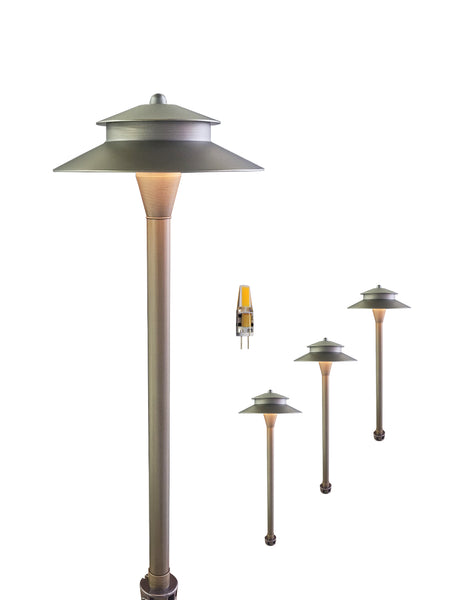 MALORY Brass Low Voltage Path Light with G4 LED Bulb & Ground Stake – Outdoor Landscape Lighting (MLR-P03)